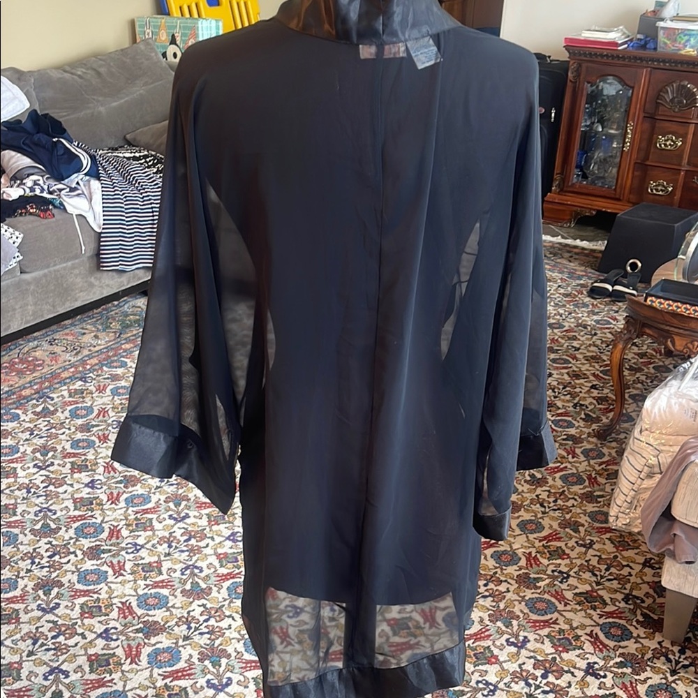 Sheer Kimono Style Top Elegant Black Floral - Picture 3 of 5